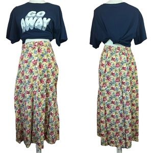 Vintage Floral Midi Skirt